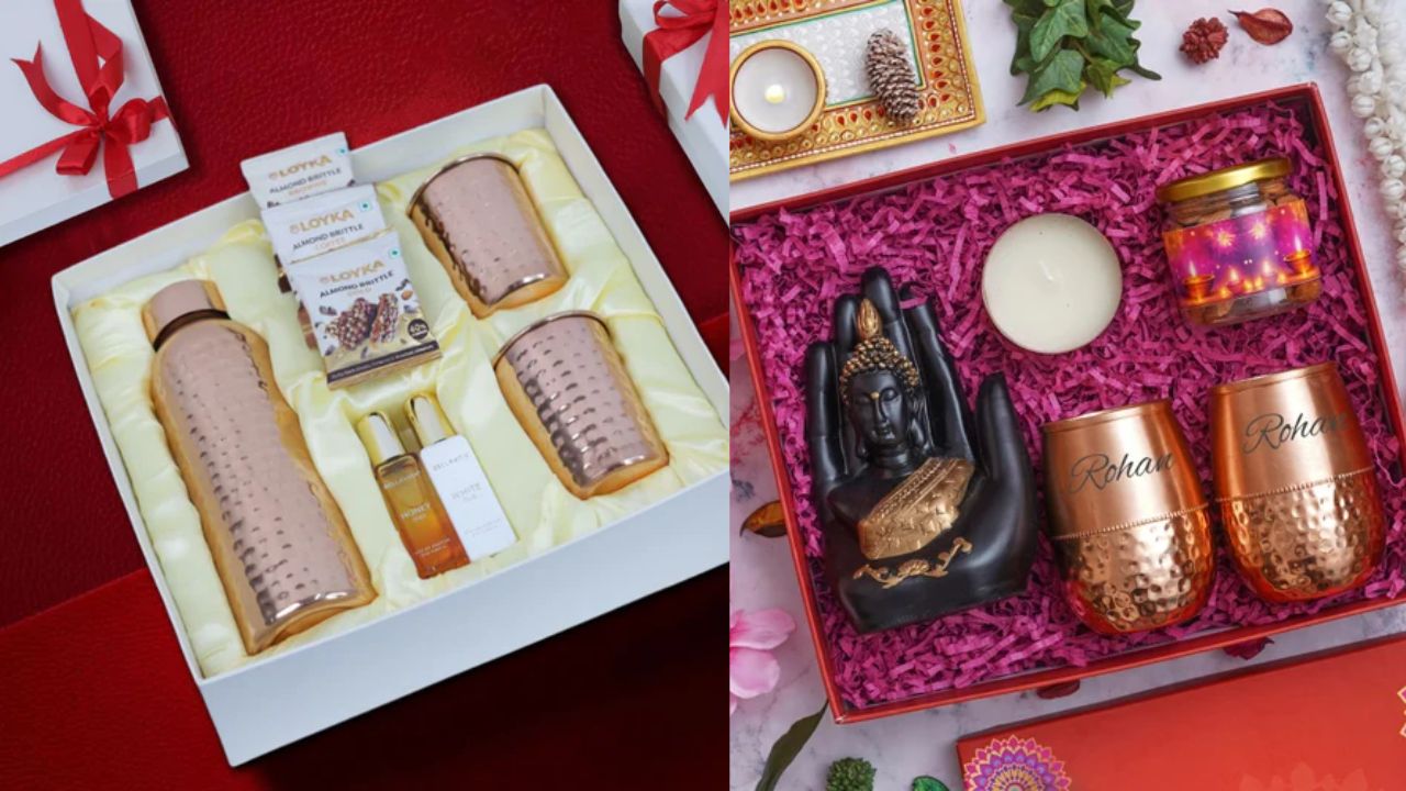 कपल्स के लिए पर्सनलाइज़्ड गिफ्ट्स जैसे पिक्चर फ्रेम सेट, मैचिंग ज्वेलरी या मिलन-थीम्ड गिफ्ट बॉक्स यादगार होते हैं। इससे उनका बंधन और खास महसूस होता है। (Img Source: Google)