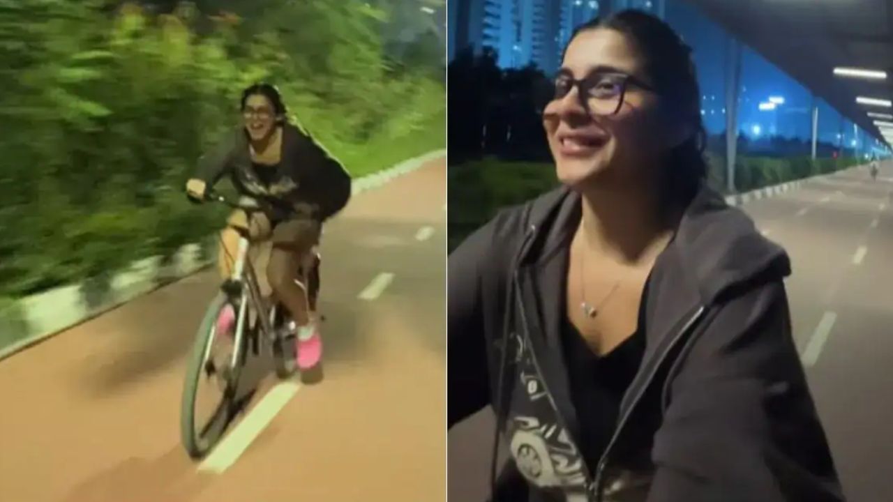 Viral Video: रात में साइकिल चलाते हुए लड़की का एक्सप्रेशन वायरल, बताया हैदराबाद को सुरक्षित शहर