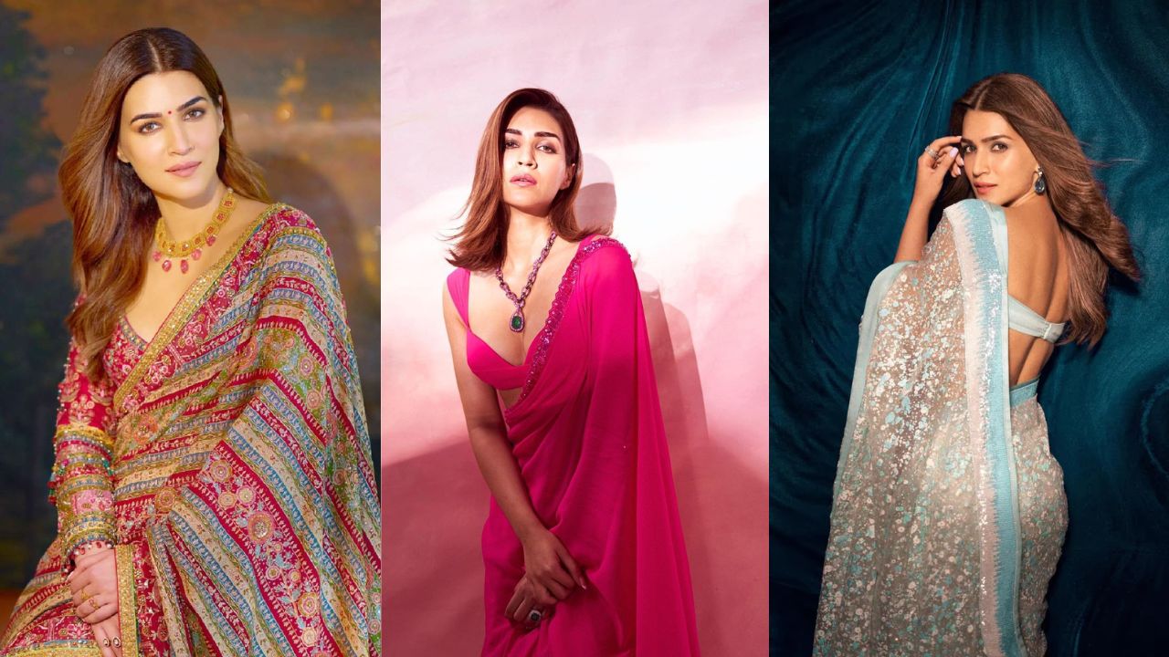 अगर आप कॉकटेल या संगीत में साड़ी पहनना चाहती हैं, तो कृति का मिनिमल लेकिन स्टाइलिश साड़ी लुक आपके लिए शानदार विकल्प है। उन्होंने एक सिंपल लेकिन एलीगेंट साड़ी के साथ डिजाइनर ब्लाउज़ पहना था, जिसने पूरे आउटफिट को काफी ग्लैमरस बना दिया।