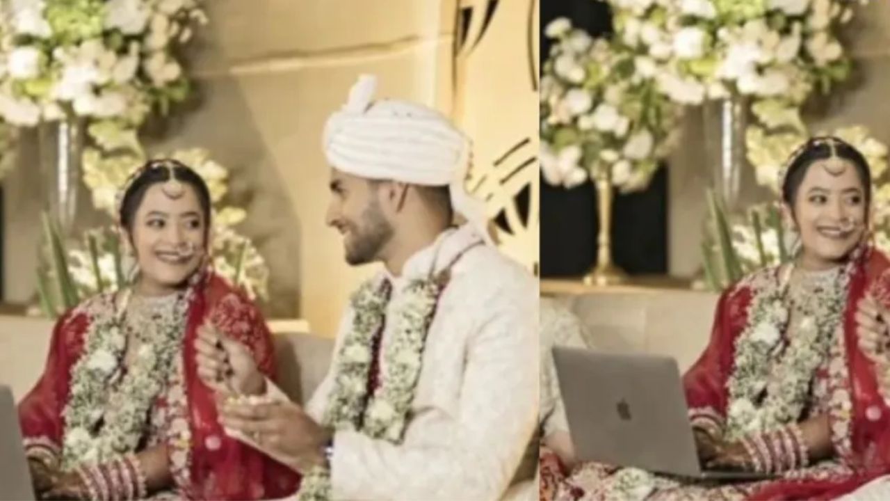 शादी के मंडप में दुल्हन ने खोला लैपटॉप, आखिर क्या थी ऐसी मजबूरी, देश में छिड़ गई बहस