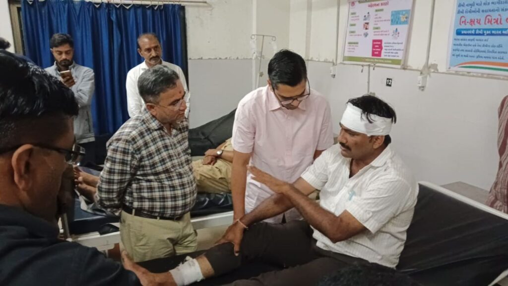 Collector Mihir Patel met with the injured officers