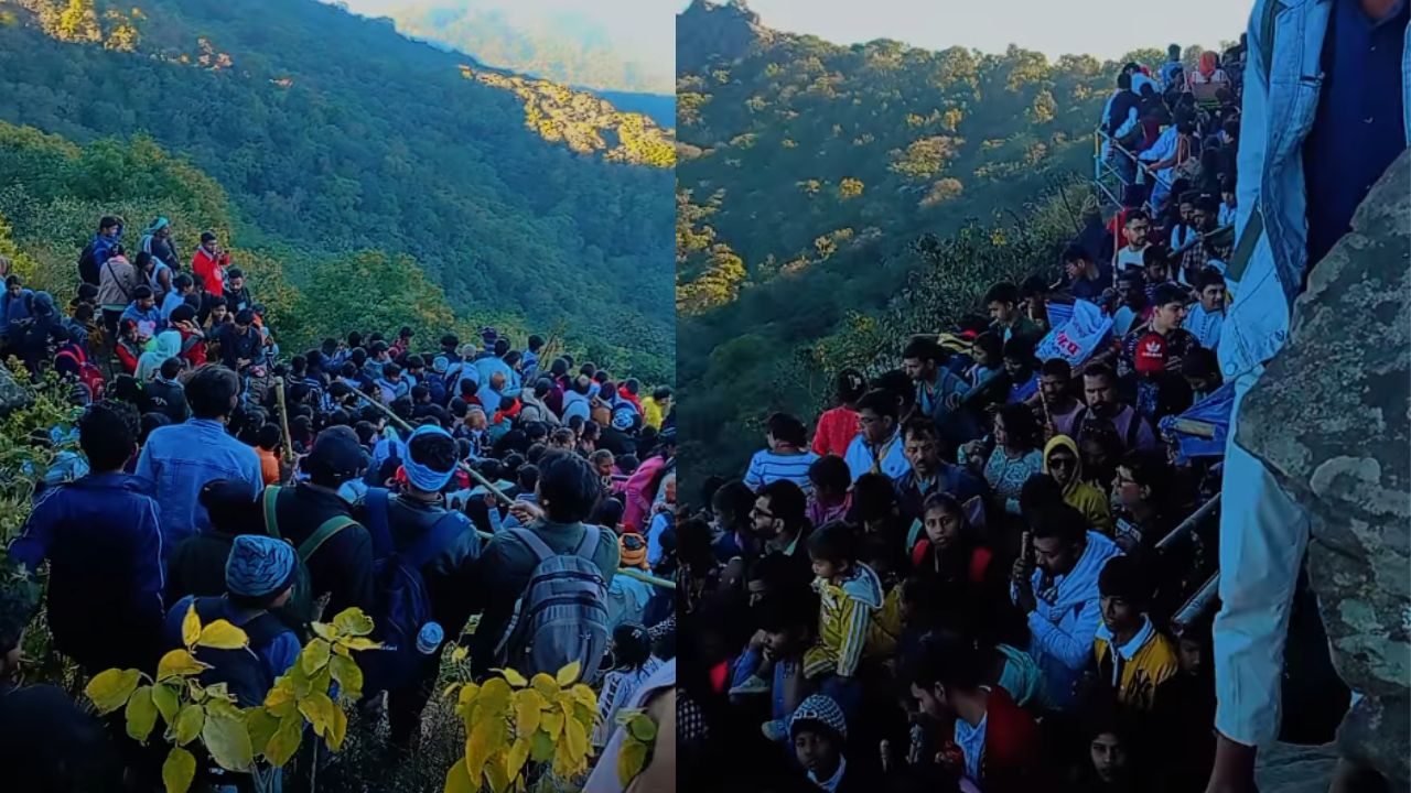 New Year Travel Rush: पारसनाथ हिल्स में उमड़ी भारी भीड़, Viral Video ने खड़े किए सवाल