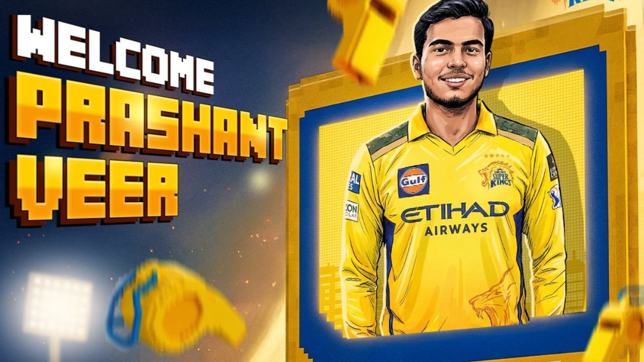 प्रशांत वीर के लिए भी ऑक्शन में कड़ी लड़ाई हुई। चेन्नई सुपर किंग्स और सनराइजर्स हैदराबाद के बीच मुकाबला देखने को मिला, और CSK ने उन्हें ₹14.20 करोड़ में खरीदा। कार्तिक और प्रशांत मिलकर IPL इतिहास के सबसे महंगे अनकैप्ड खिलाड़ी बन गए। (IMG: CSK-X)