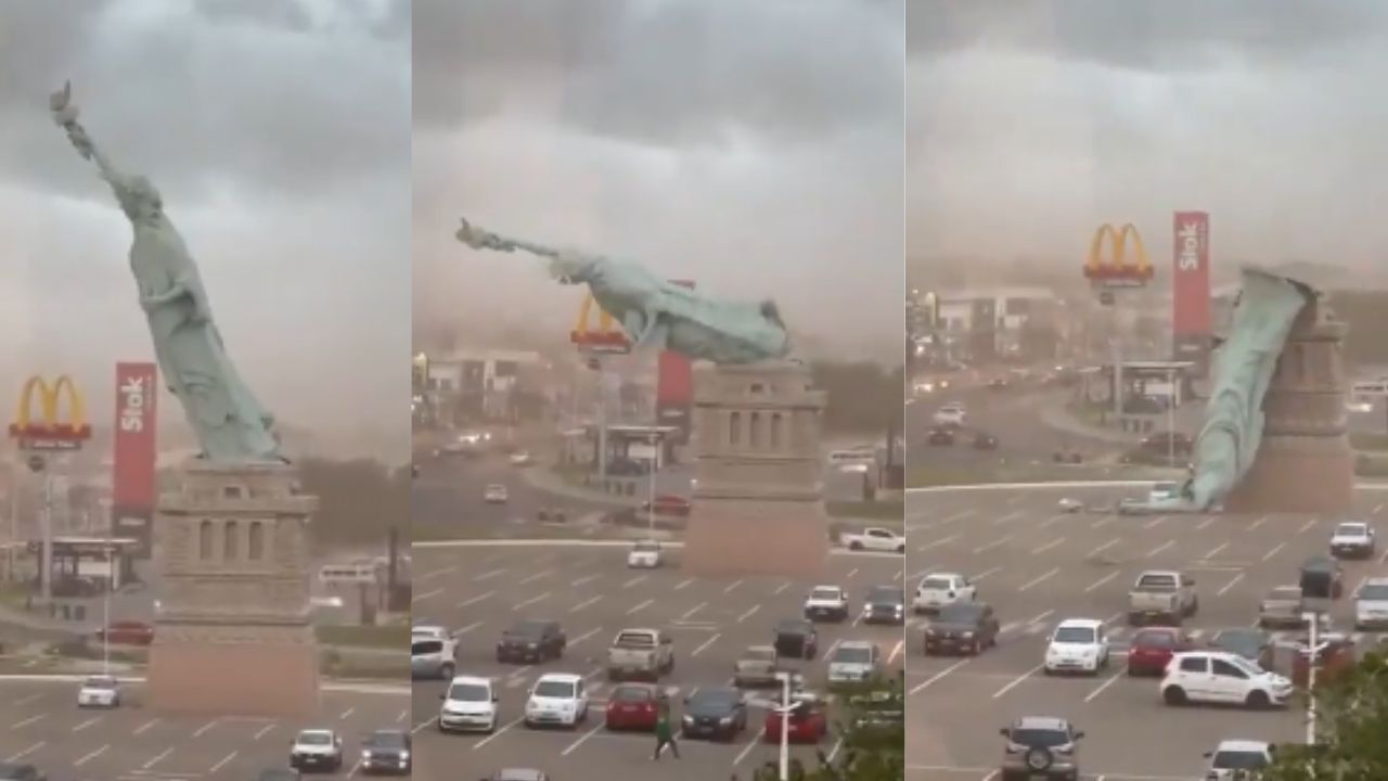 ब्राज़ील में भीषण तूफान, हवाओं में स्टैच्यू ऑफ लिबर्टी की नक़ल ढही; VIDEO वायरल