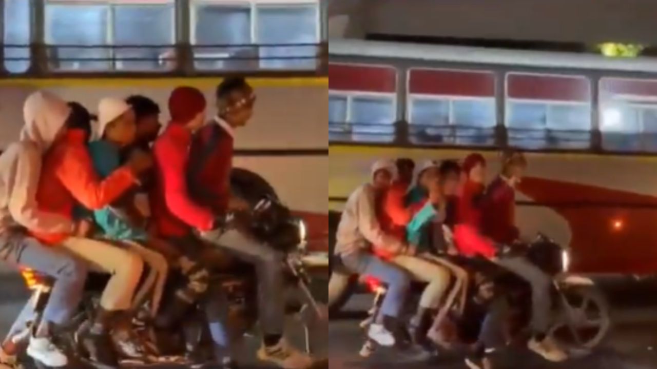 Viral Video: बाइक पर 6 लड़कों की खतरनाक सवारी, सोशल मीडिया पर मच गया हंगामा