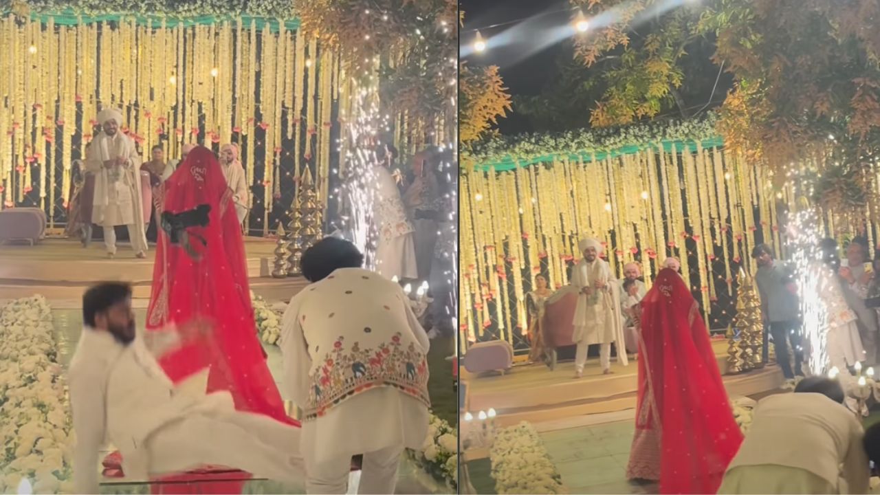 शादी में परफेक्ट शॉट के चक्कर में फिसला फोटोग्राफर, कैमरा गिरा फिर भी शूटिंग जारी; Viral Video