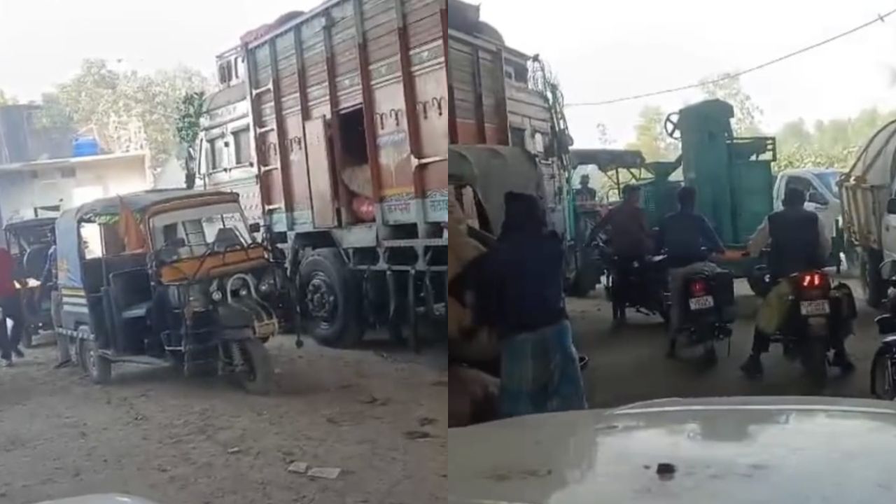 Maharajganj: NHAI पुल के नीचे बढ़ता अतिक्रमण: ट्रकों की अवैध पार्किंग से जाम, स्थानीय लोगों की बढ़ी परेशानी