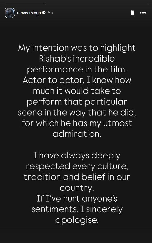 Ranveer Singh apologized