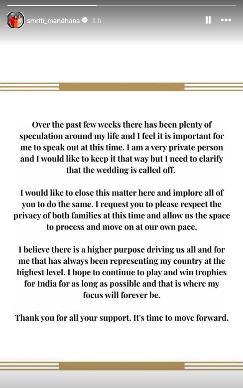 Women's cricketer Smriti Mandhana's post (Img: Instagram)