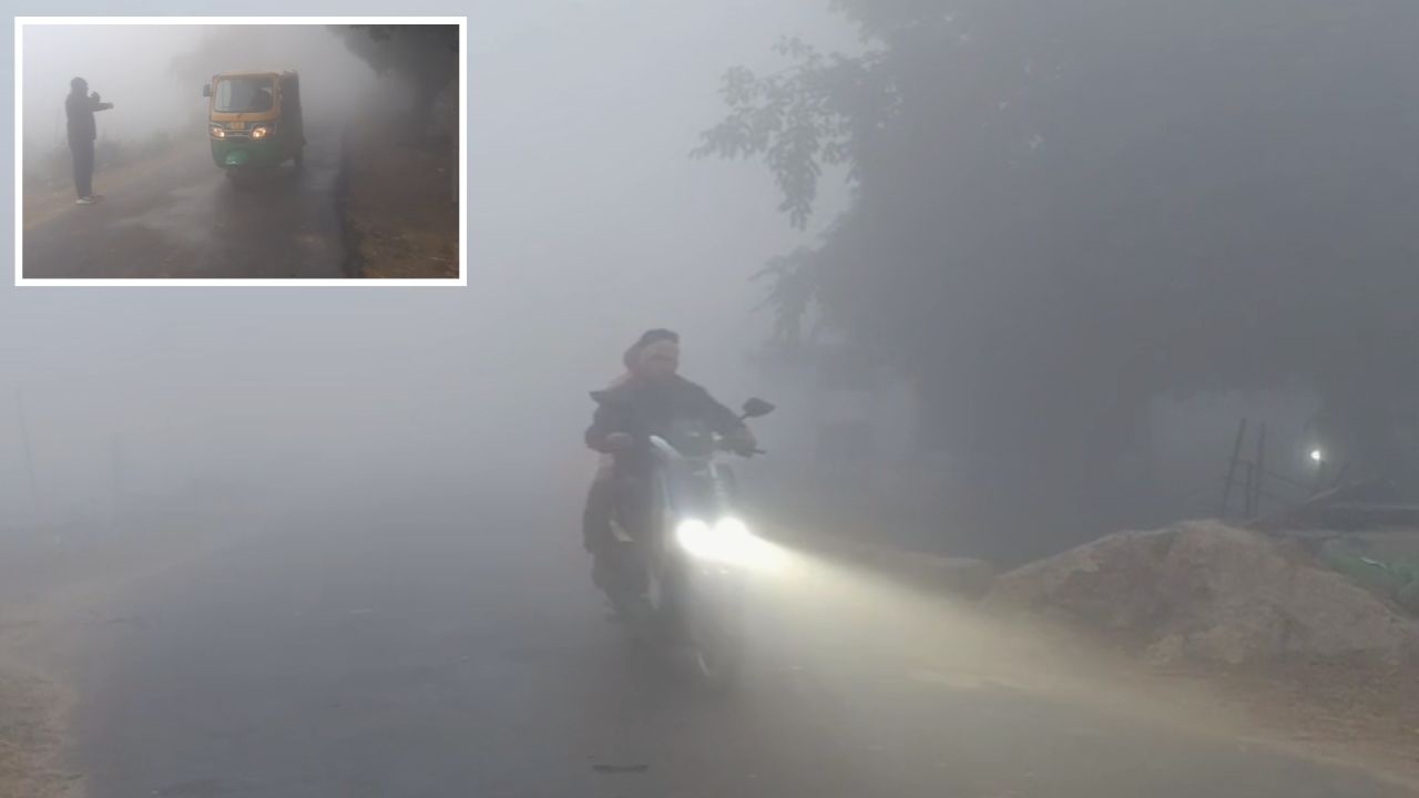 कोहरे की गिरफ्त में बुलंदशहर: 40 मीटर पर थमी नजर, सड़कों पर रेंगते वाहन