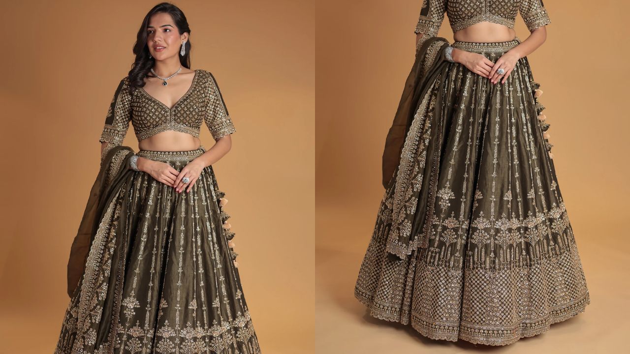 लहंगा चोली: मकर संक्रांति पर लहंगा चोली पहनना आपको सबसे अलग बना सकता है। खासतौर पर कॉटन या सिल्क फैब्रिक का हल्का लहंगा दिनभर आरामदायक रहता है। मिरर वर्क या गोटा पट्टी वाला लहंगा फेस्टिव वाइब्स को और बढ़ा देता है। (Img- Internet)