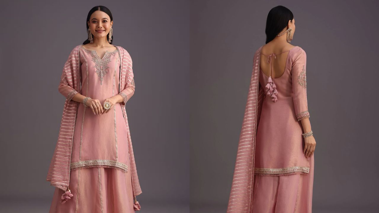 कुर्ती-पलाजो: जो लड़कियां सिंपल लेकिन ट्रेंडी लुक चाहती हैं, उनके लिए कुर्ती-पलाजो बेस्ट ऑप्शन है। ट्रेडिशनल प्रिंटेड कुर्ती और सॉलिड कलर पलाजो आपको मॉडर्न के साथ ट्रेडिशनल टच देगा। इसे आप झुमकों और दुपट्टे के साथ स्टाइल कर सकती हैं। (Img- Internet)