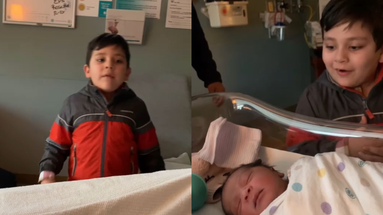 Viral Video: नन्ही बहन से पहली बार मिलने पर बच्चे की प्यारी प्रतिक्रिया वायरल, यूजर्स हुए फिदा!