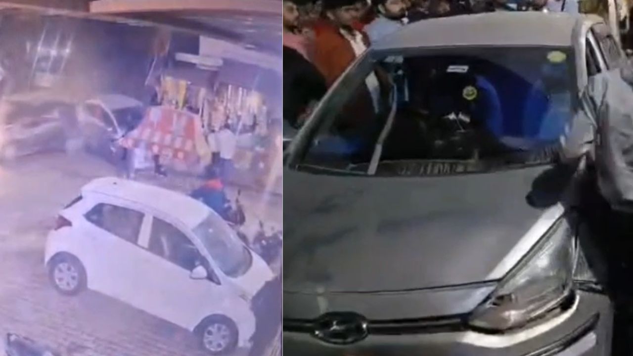 एटा में बेकाबू कार ने कई वाहनों को रौंदा, कार सवारों की धुनाई, सीसीटीवी में कैद तांडव