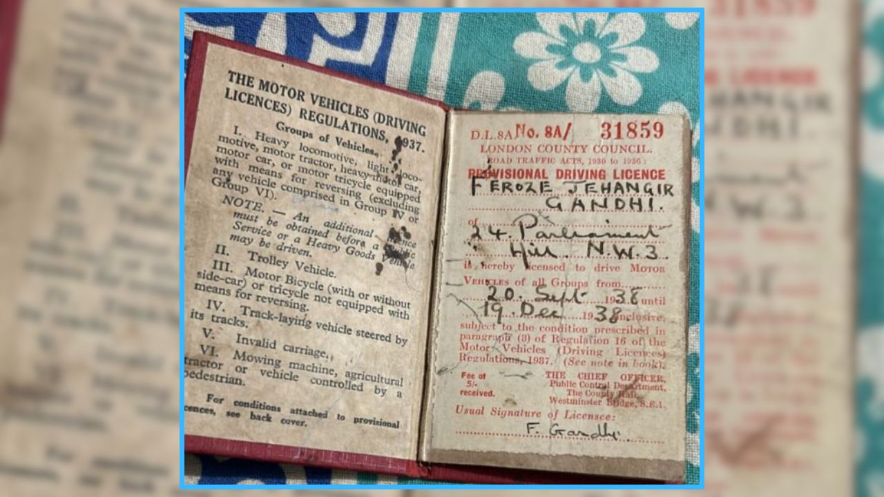 Feroze Gandhi's driving license