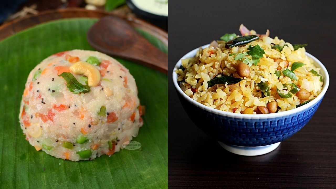 पोहा और उपमा: सब्जियों से भरपूर पोहा और कम तेल में बना उपमा हाई ब्लड प्रेशर वालों के लिए बेहतर विकल्प हैं। ये कम सोडियम, ज्यादा फाइबर और जरूरी पोषक तत्व देते हैं। गाजर, मटर, बीन्स जैसी सब्जियां मिलाने से स्वाद और पोषण दोनों बढ़ते हैं, बिना बीपी बढ़ाए। (Img- Internet)