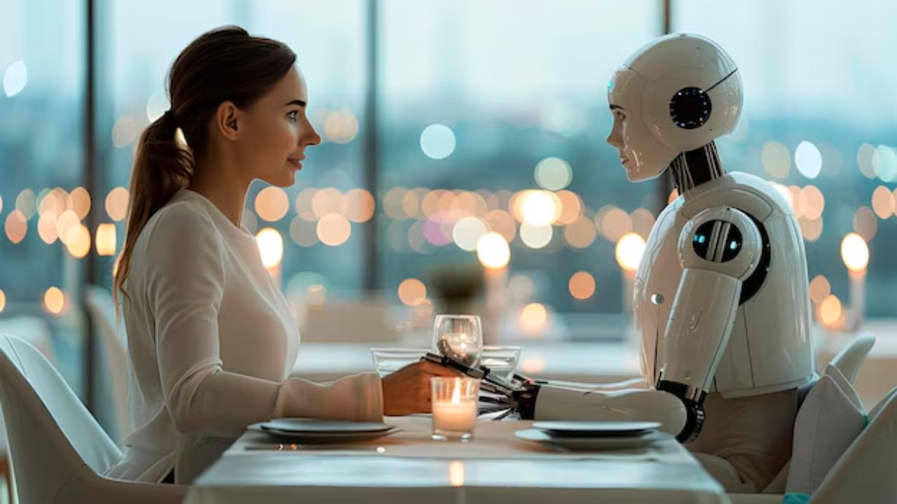 New York के हेल्स किचन स्थित सेम सेम वाइन बार ने वैलेंटाइन डे के लिए एक अनोखा और डिजिटल कॉन्सेप्ट पेश किया है। इस पहल का उद्देश्य उन लोगों के लिए है जिनकी अभी कोई गर्लफ्रेंड या बॉयफ्रेंड नहीं है। कैफे अब AI चैटबॉट के साथ डिनर डेट का अनुभव दे रहा है, ताकि लोग अकेले होने के बावजूद वैलेंटाइन डे का आनंद उठा सकें। (Img- Internet)