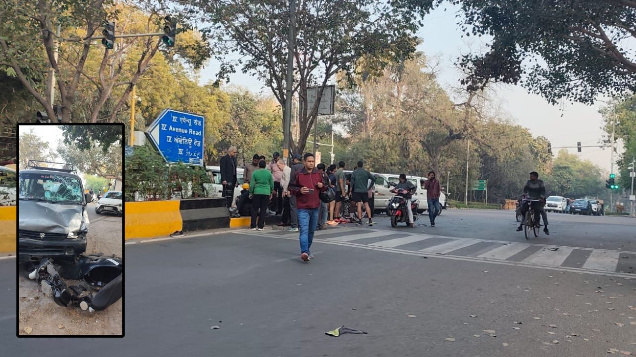 लोधी रोड पर भीषण सड़क हादसा, कार और स्कूटर की टक्कर से मचा हड़कंप