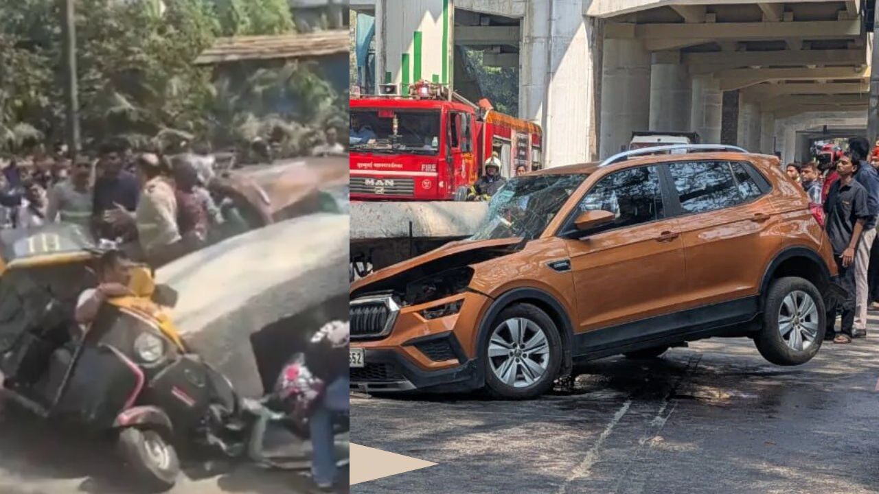 मुंबई में बड़ा हादसा, मुलुंड में चलते ऑटो-कार पर गिरा मेट्रो पिलर का हिस्सा