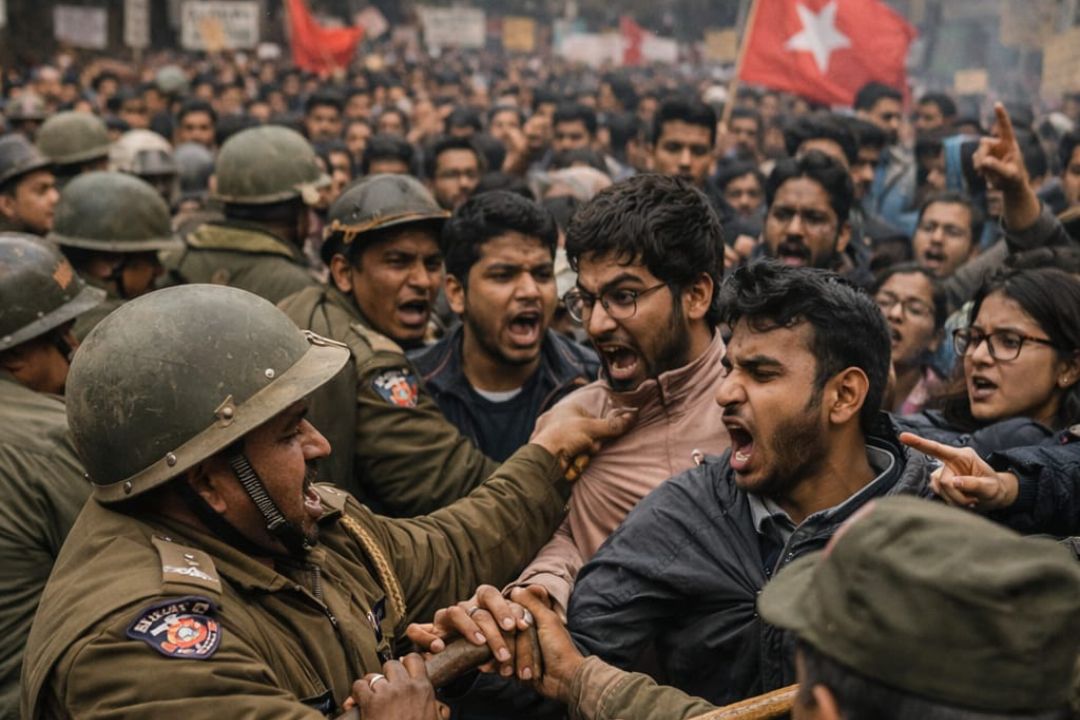 JNU प्रदर्शन: पुलिस-छात्रों के बीच झड़प, कैंपस में तनाव; 14 गिरफ्तार