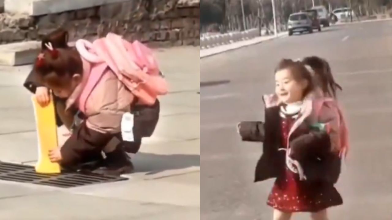 Viral Video: होमवर्क से परेशान बच्ची ने निकला अनोखा तरीका, नाले में बहाई किताब