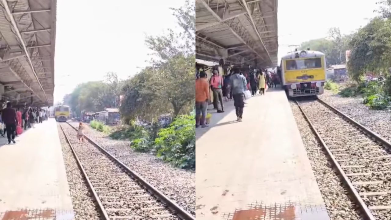 पटरी के बीचों-बीच सीना तानकर दौड़ता युवक, सामने से आती ट्रेन; वायरल वीडियो ने मचाई सनसनी