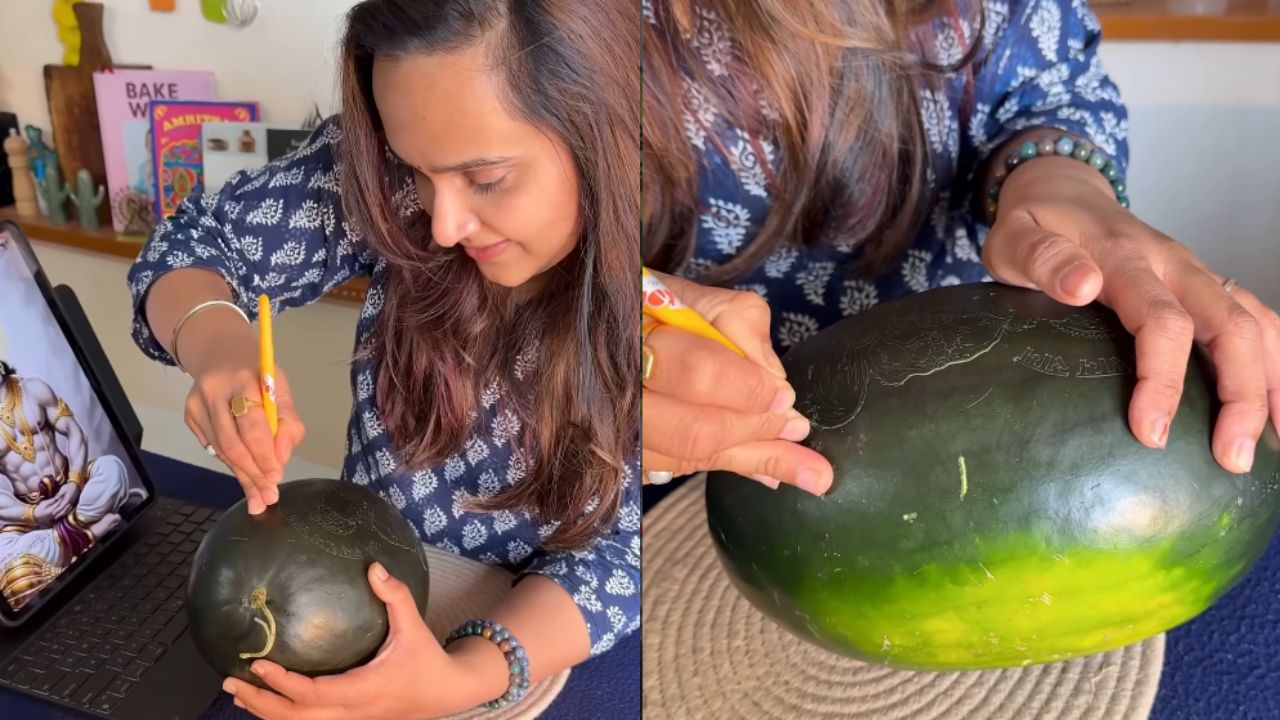 AI नहीं, हाथों का कमाल: तरबूज पर की गई ऐसी कलाकारी…जिसे देखकर दंग रह गए यूजर्स, देखिये Viral Video