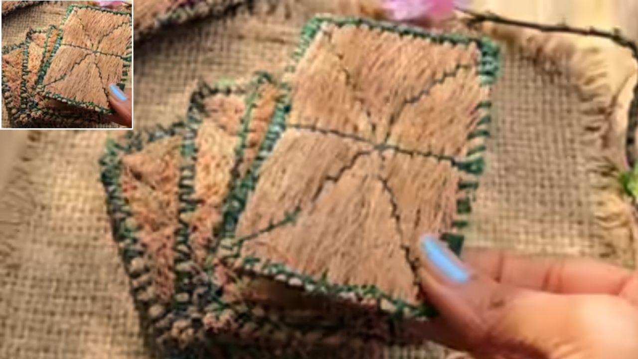 रेशों को बेलन और कंघी से सुलझाएं। फिर इन्हें चौकोर या आयताकार आकार में जमाएं, मोटाई लगभग आधा इंच रखें। मजबूत धागे और सुई से सिलाई करें। यह प्रक्रिया स्क्रबर को टिकाऊ बनाती है और इस्तेमाल के दौरान बिखरने से बचाती है।(फोटो सोर्स- इंटरनेट) रेशों को बेलन और कंघी से सुलझाएं। फिर इन्हें चौकोर या आयताकार आकार में जमाएं, मोटाई लगभग आधा इंच रखें। मजबूत धागे और सुई से सिलाई करें। यह प्रक्रिया स्क्रबर को टिकाऊ बनाती है और इस्तेमाल के दौरान बिखरने से बचाती है।(फोटो सोर्स- इंटरनेट)