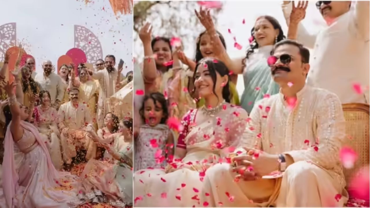 शादी से पहले हल्दी और संगीत समारोह बाड़मेर में आयोजित हुए। हल्दी में कृष्णा बिश्नोई को पारंपरिक तरीके से सजाया गया, जबकि संगीत में परिवार और दोस्तों ने जमकर डांस किया, जिससे पूरे आयोजन का माहौल बेहद उत्साहपूर्ण और रंगारंग बन गया। शादी से पहले हल्दी और संगीत समारोह बाड़मेर में आयोजित हुए। हल्दी में कृष्णा बिश्नोई को पारंपरिक तरीके से सजाया गया, जबकि संगीत में परिवार और दोस्तों ने जमकर डांस किया, जिससे पूरे आयोजन का माहौल बेहद उत्साहपूर्ण और रंगारंग बन गया।