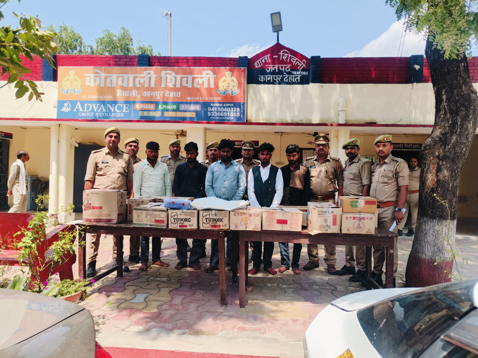 शिवली पुलिस का खुलासा: शराब ठेके में चोरी करने वाले 5 शातिर गिरफ्तार, लाखों की शराब बरामद