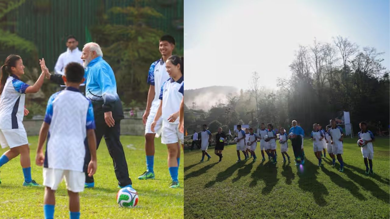 PM मोदी ने दोस्तों के साथ खेला फुटबॉल, शेयर की खास तस्वीरें