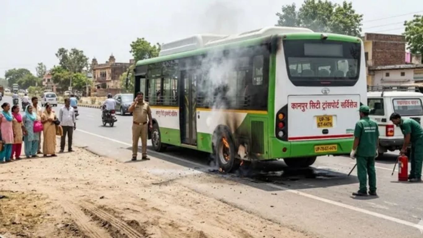 Kanpur News: समय पर नहीं हुई सर्विस, 35 यात्रियों से भरी चलती बस के टायर में लगी आग, टला बड़ा हादसा