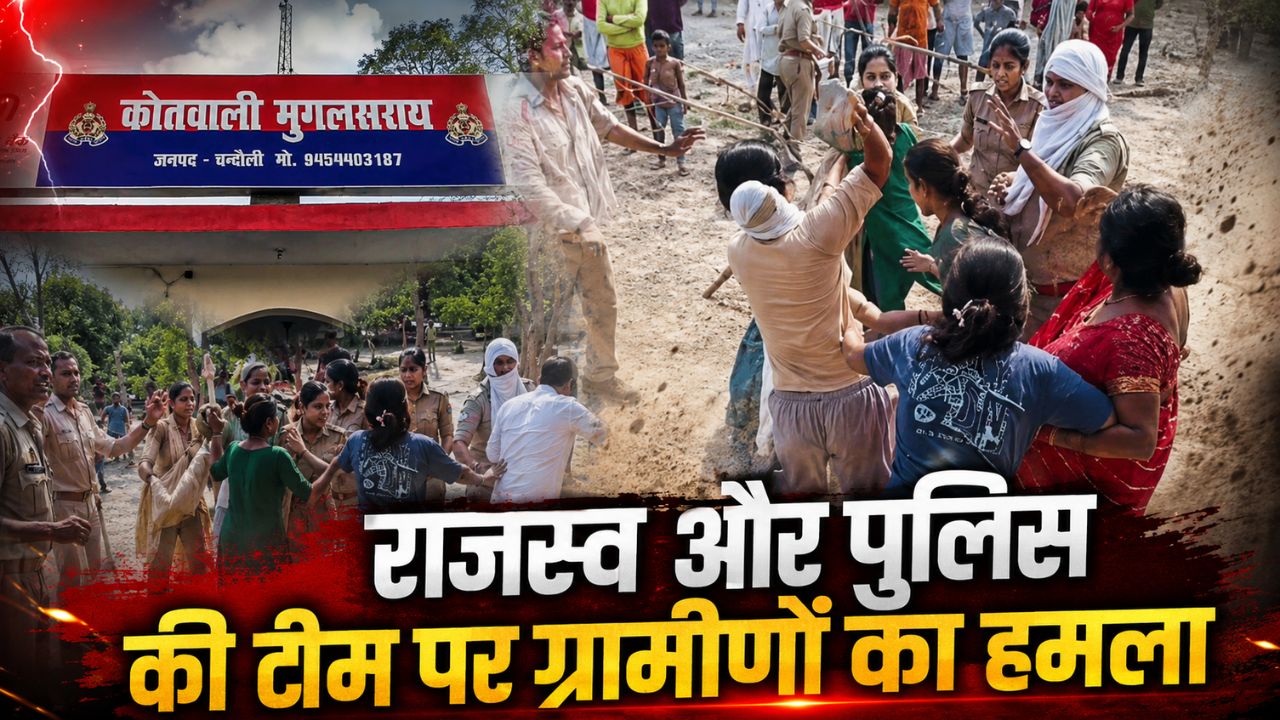 चंदौली में पैमाइश के दौरान बवाल, राजस्व और पुलिस टीम पर पथराव; चार पुलिसकर्मी घायल