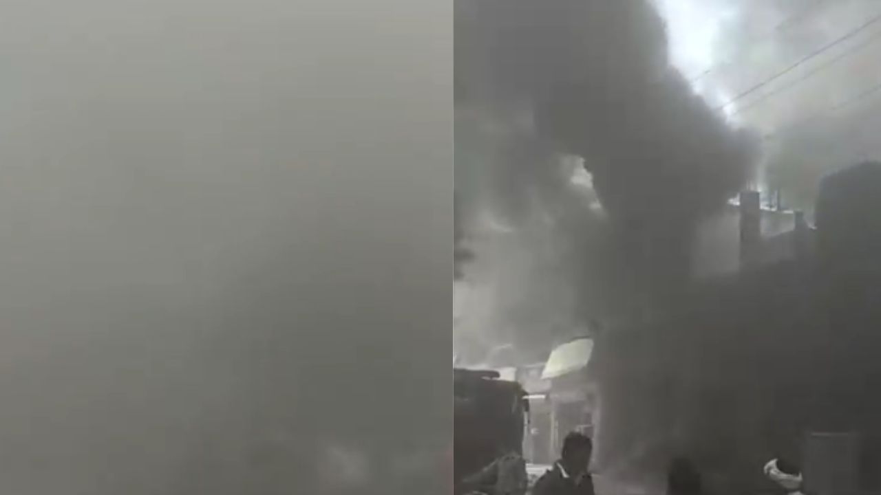 Kanpur Fire: दो किलोमीटर तक धुंए का गुबार, संगीत टॉकीज के पास गोदाम में लगी भीषण आग