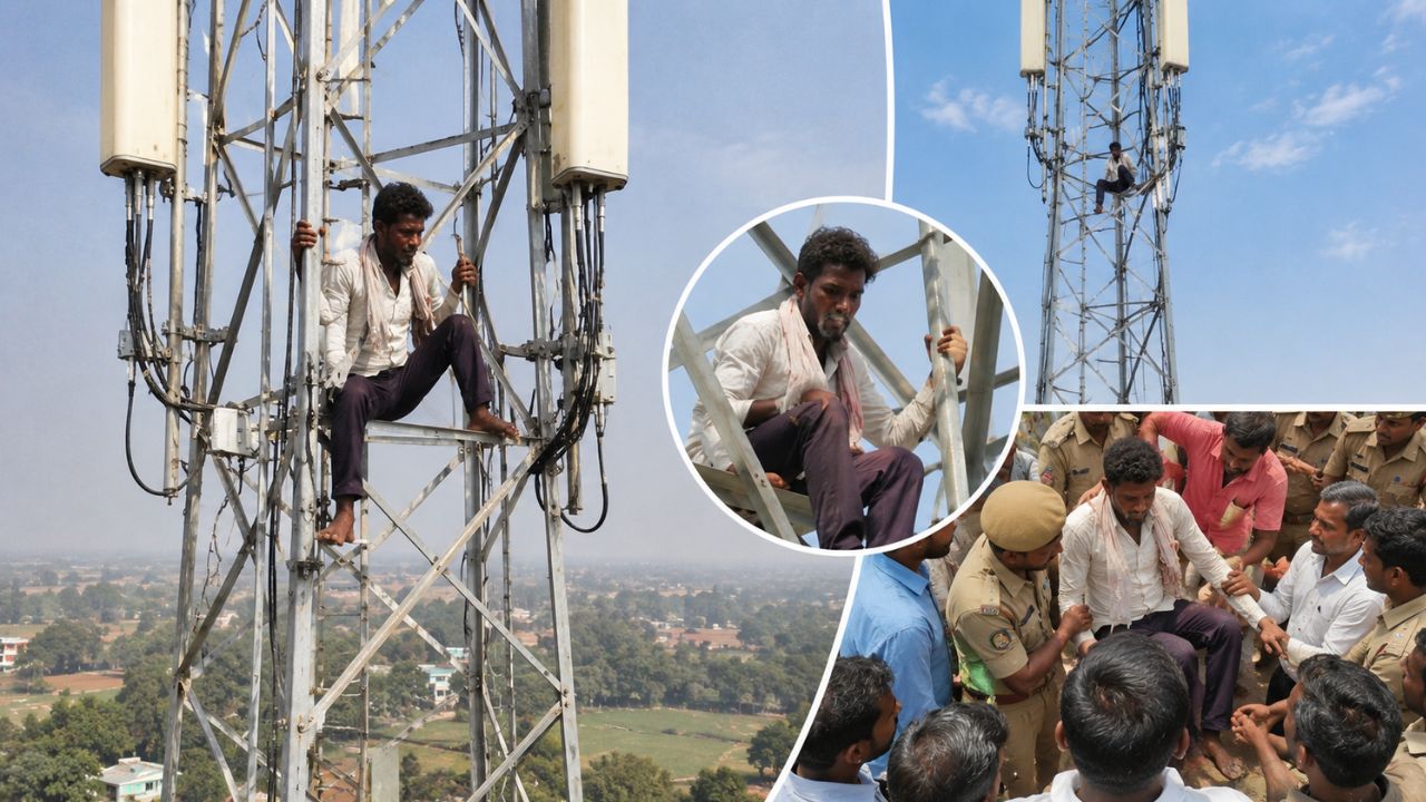 जौनपुर में 80 फीट ऊंचाई पर चढ़ा किसान! तीन घंटे तक टावर पर लटका रहा, फिर उसके बाद…