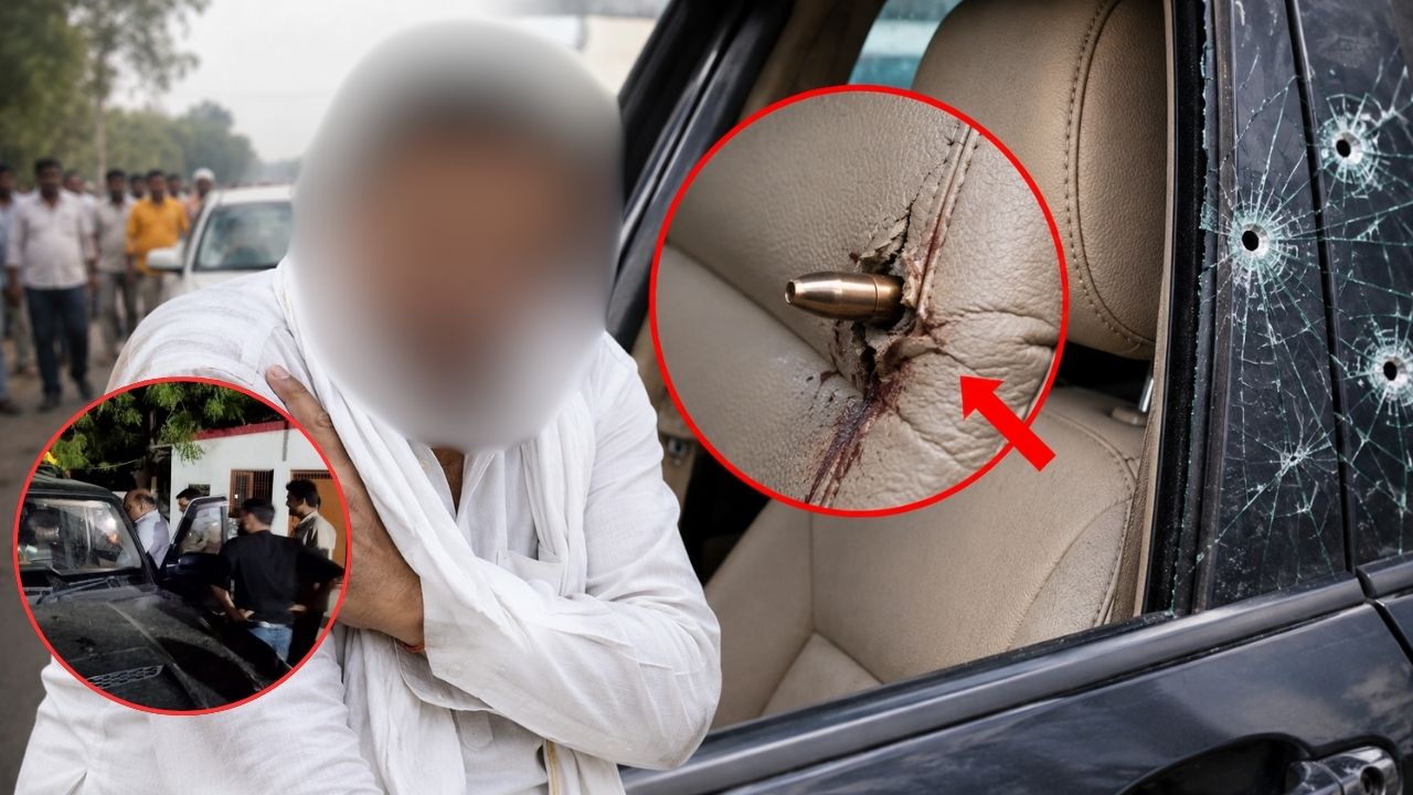 शीशा तोड़ते हुए निकली गोली… ग्राम प्रधान पर 5 राउंड फायरिंग से मचा हड़कंप, बाल-बाल बची जान