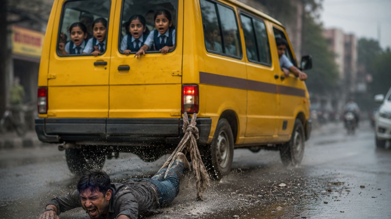Lucknow News: नशे में धुत स्कूल वैन चालक का तांडव, मासूमों की जिंदगी दांव पर लगाकर युवक को 20 मीटर तक घसीटा