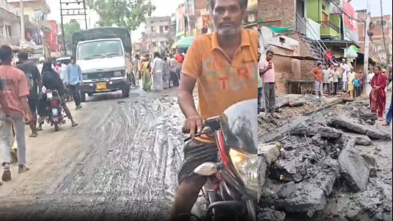 चंदौली में सिस्टम के खिलाफ अनोखा प्रदर्शन, नाले में उतरा युवक, VIDEO वायरल