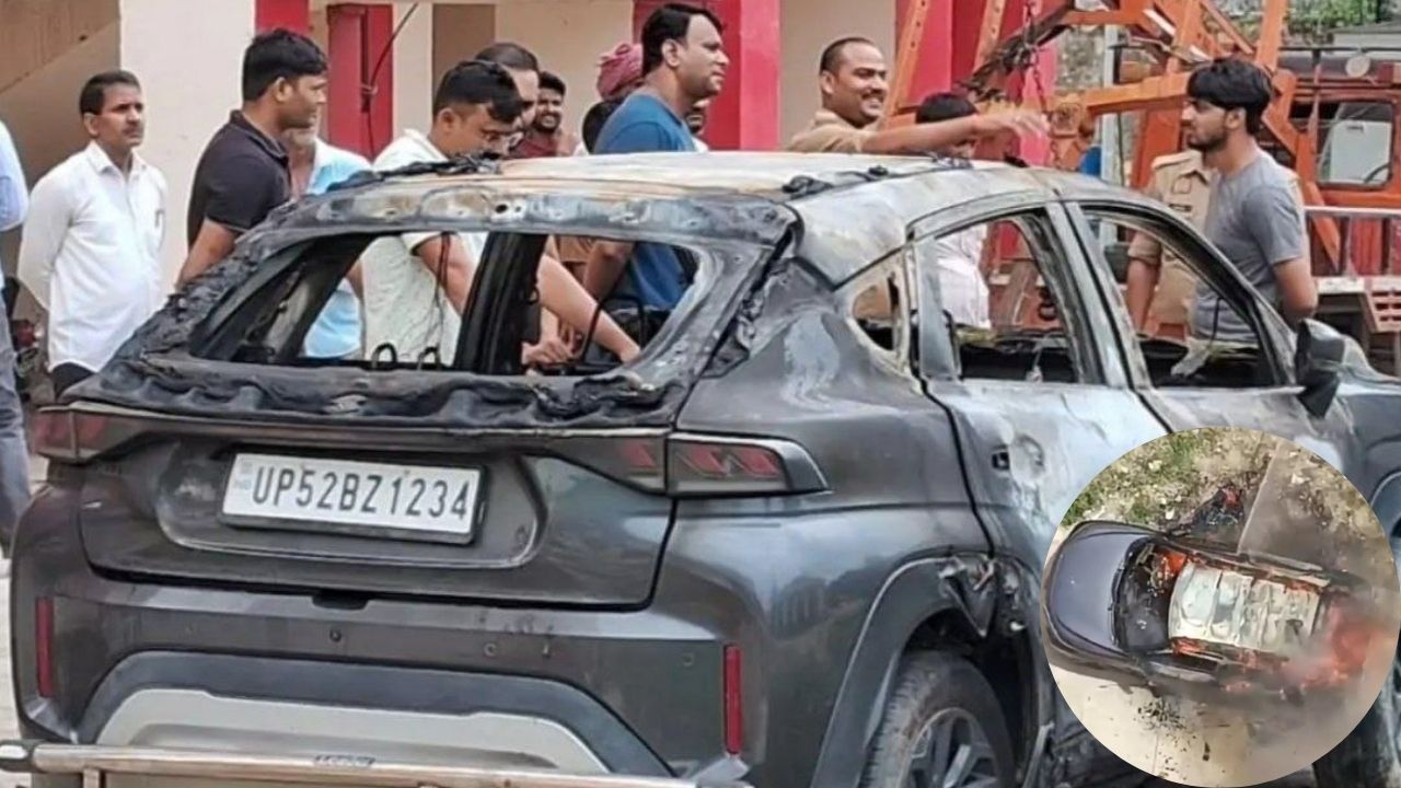 Deoria: ट्रैफिक कार्यालय में बड़ा धमाका, कार में लगी भीषण आग से मचा हड़कंप