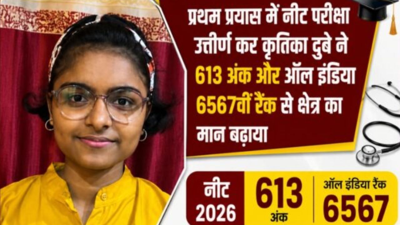 प्रथम प्रयास में नीट फतह: कृतिका दुबे ने ऑल इंडिया 6567वीं रैंक से बढ़ाया क्षेत्र का मान, आखिर क्या है इनकी सफलता की कहानी