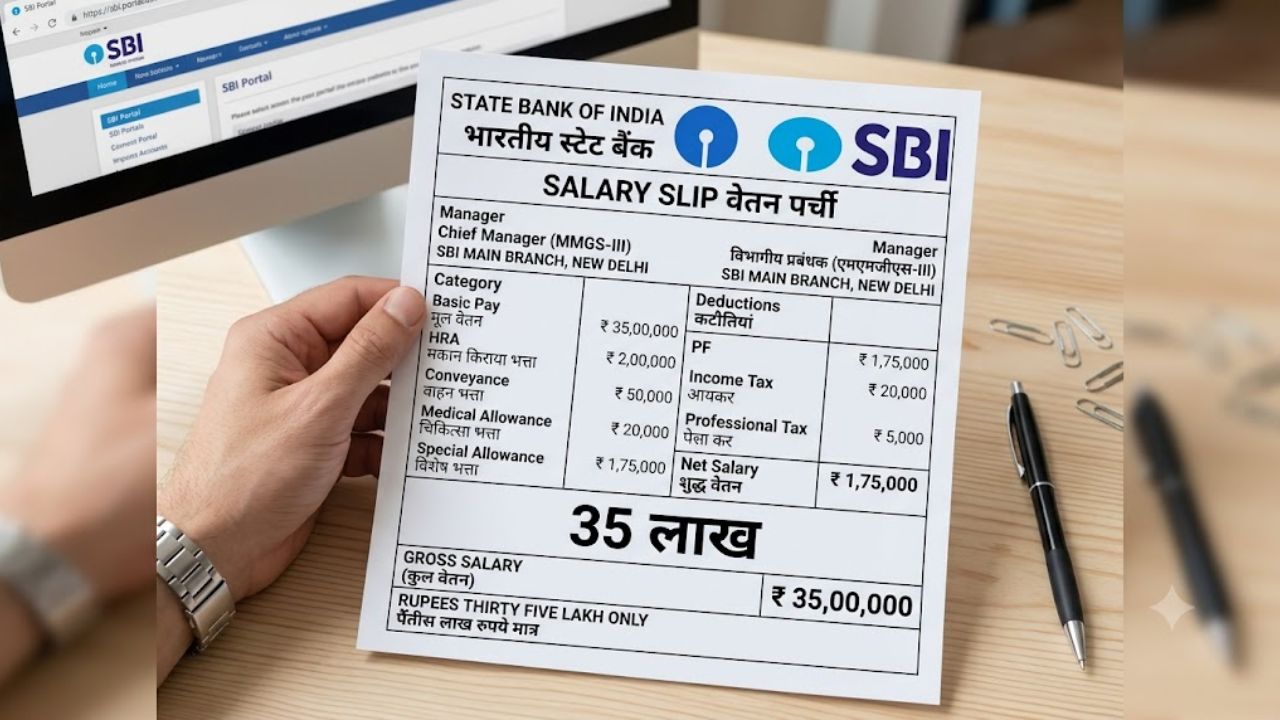 SBI मैनेजर की 35 लाख वाली सैलरी स्लिप वायरल: ग्रॉस सैलरी देख फटी रह गईं लोगों की आंखें, लेकिन इन-हैंड पर मिला झटका!