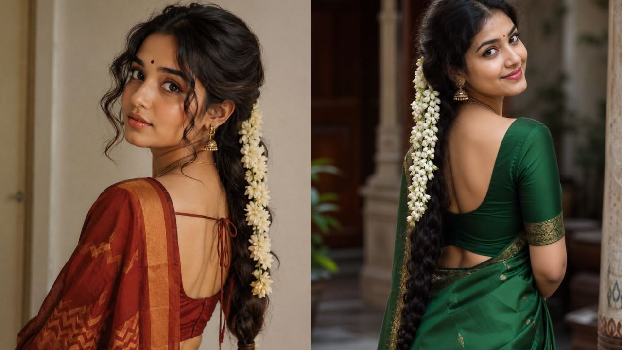 भारतीय महिलाओं के लिए साड़ी सिर्फ एक पहनावा नहीं, बल्कि लालित्य (Elegances) और खूबसूरती की पहचान है। किसी भी शादी, पार्टी या खास मौके पर जब बात साड़ी की आती है, तो हर महिला चाहती है कि उसका लुक सबसे अलग और शानदार दिखे। लेकिन अक्सर सही हेयरस्टाइल का चुनाव न कर पाने के कारण पूरा लुक फीका पड़ जाता है। अगर आप चाहती हैं कि महफिल में हर किसी की नजरें सिर्फ आप पर ही टिकी रहें, तो अपनी पसंदीदा साड़ी के साथ ये ट्रेंडिंग हेयरस्टाइल्स जरूर ट्राई करें। (Img- Pinterest)