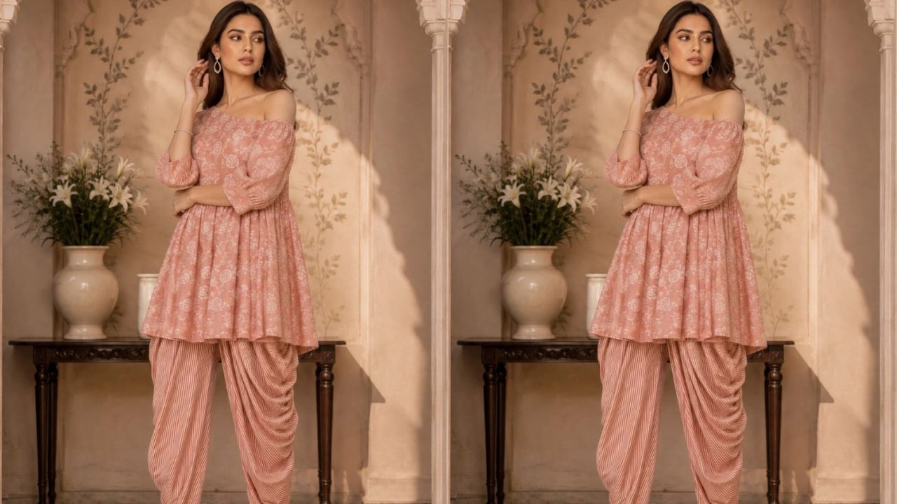 पारंपरिक एथनिक वियर को ट्रेंडी ट्विस्ट देने के लिए धोती पैंट्स एक बेहतरीन और यूनिक विकल्प हैं। आप इसे एम्ब्रॉयडरी वाली शॉर्ट कुर्ती, पेपलम टॉप या फिर स्टाइलिश श्रग के साथ पेयर कर सकती हैं। धोती पैंट्स आपको एक इंडिपेंडेंट, फ्यूजन और बोल्ड लुक देती हैं। रक्षाबंधन के दिन घर के काम और चहल-पहल के बीच यह आउटफिट आपको दिनभर पूरी तरह कम्फर्टेबल रखता है। (Img- Pinterest)