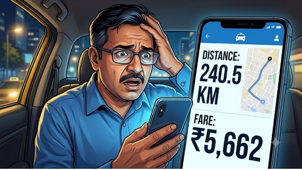 बुक की कैब 60 KM के लिए, पहुंचा 5,662 का बिल! आखिर ऐप में कैसे जुड़ गए 240.5 KM?