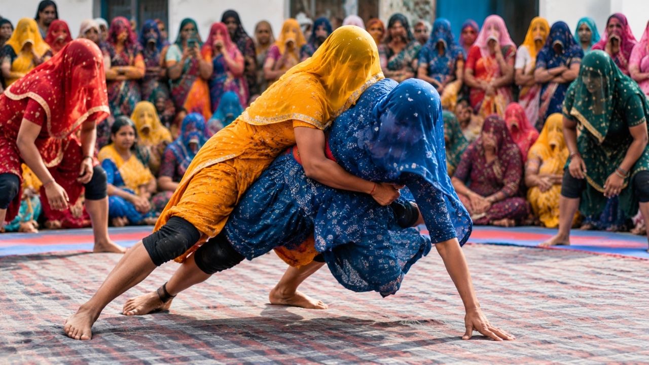 घूंघट की आड़ में अखाड़े में उतरीं बहू-बेटियां, पुरुषों की एंट्री पर रोक… आखिर यहां क्या होता है?