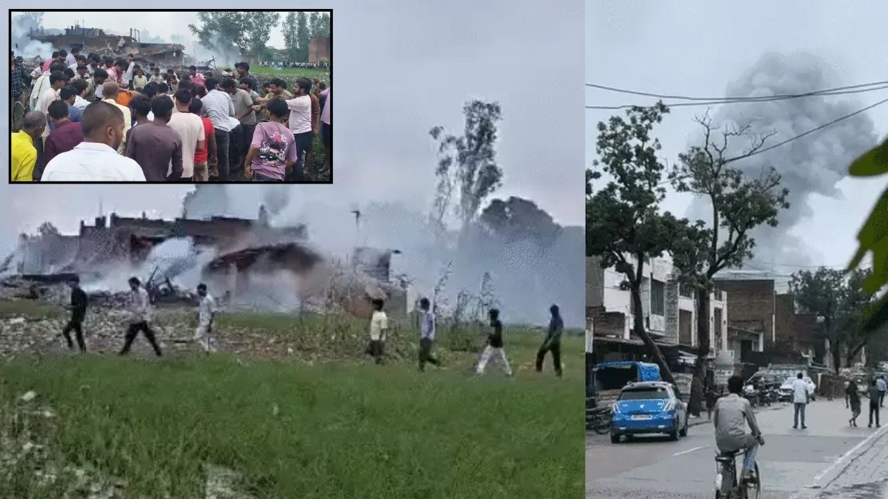 प्रयागराज-कौशांबी बॉर्डर पर पटाखा फैक्ट्री में तबाही, चारपाई पर झुलसे मजदूर… धुएं से ढका पूरा इलाका