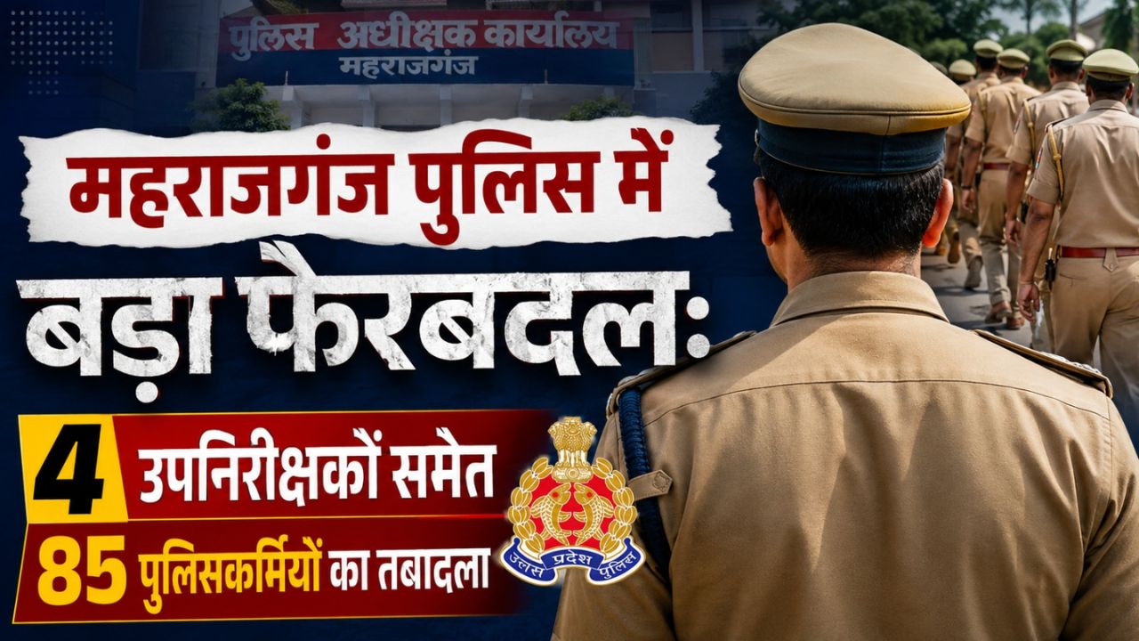 महराजगंज में बड़ा फेरबदल: चार उपनिरीक्षकों समेत 85 पुलिसकर्मियों का तबादला, नौतनवा थानेदार अभिषेक सिंह पुलिस लाइन भेजे गए