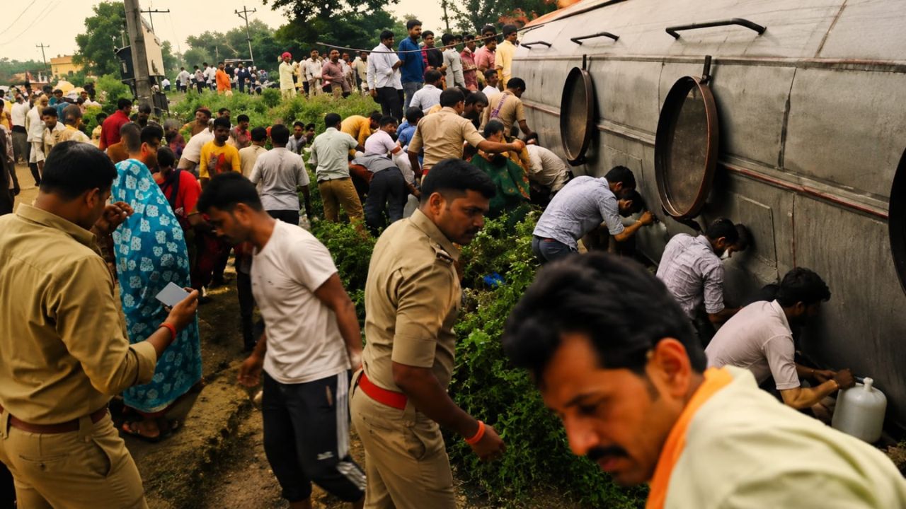 ‘तेल दिखा तो टूट पड़ी भीड़’, टैंकर पलटते ही बाल्टी-डिब्बे लेकर पहुंचे लोग; पुलिस रोकती रही