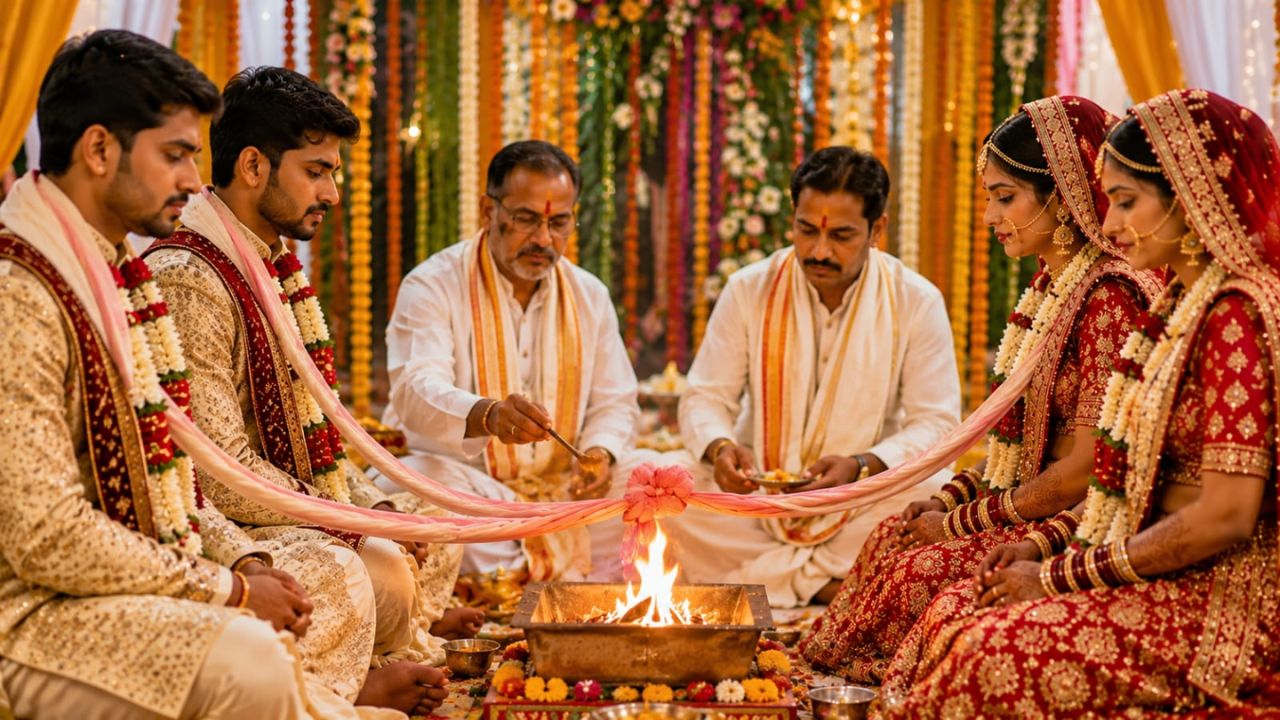जुड़वां भाइयों ने जुड़वां बहनों से रचाई शादी, जुड़वां पंडितों ने कराए फेरे; लोग बोले- एक विवाह ऐसा भी…