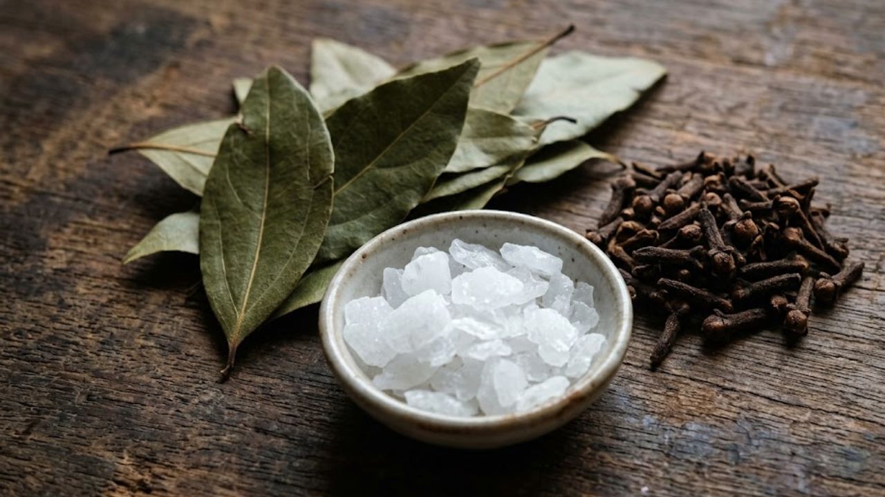 तेजपत्ता, लौंग और कपूर की महक दालों को सालों-साल घुन और कीड़ों से सुरक्षित रखने का एक बेजोड़ तरीका है। जब भी आप दाल को किसी डिब्बे में स्टोर करें, तो उसमें 2-3 तेजपत्ता, 4 लौंग और कपूर की 2 गोलियों को किसी सूती कपड़े या टिशू पेपर में बांधकर पोटली बनाकर रख दें। इस पोटली को सीधे दाल के बीच दबा दें। इससे कपूर की गंध दाल में भी नहीं आएगी और उसकी तेज महक के कारण कीड़े और घुन आसपास भी नहीं फटकेंगे। (Img- Pinterest)